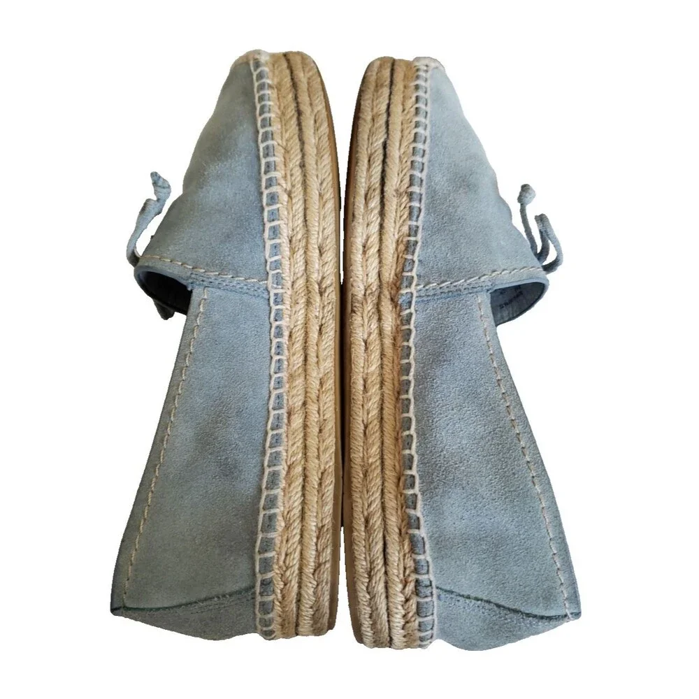 Coach Espadrilles Shoes Suede Blue Green Women's 7.5B Platform Bow Boho Slip on
